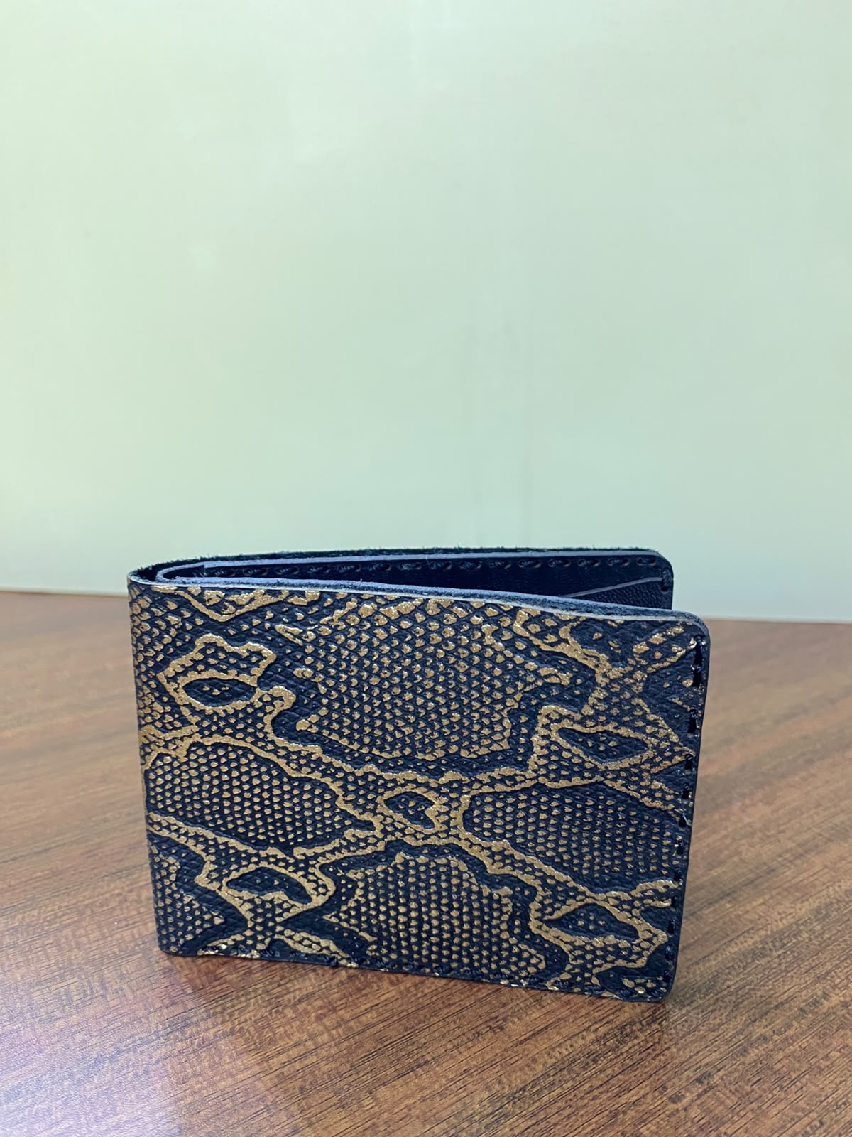 Golden Serpent Leather Wallet & Keychain Combo