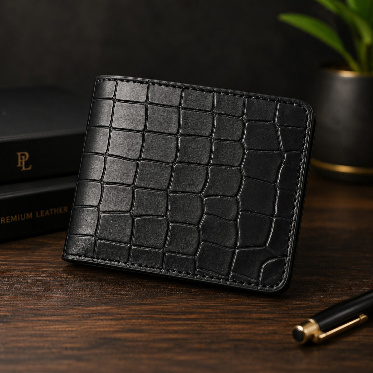Apex Black Luxury Bi-Fold Wallet